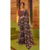Black Color Muslin Silk Party Wear Fancy Digital Printed Saree -2420138995