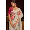 Off White Color Muslin Silk Party Wear Fancy Digital Printed Saree -2420138997