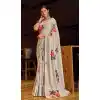 Off White Color Muslin Silk Party Wear Fancy Digital Printed Saree -2420138997
