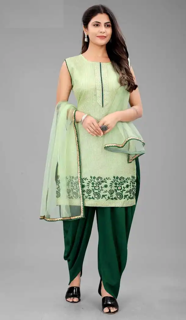 Sea Green Color Organza Casual Party Wear Patiyala Salwar Suit -2426139024