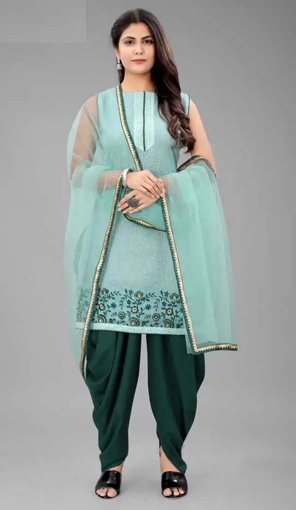 Sky Blue Color Organza Casual Party Wear Patiyala Salwar Suit -2426139026