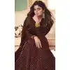 Brown Color Real Georgette Designer Party Wear Aanarkali Salwar Suit -2428139036