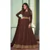 Brown Color Real Georgette Designer Party Wear Aanarkali Salwar Suit -2428139036