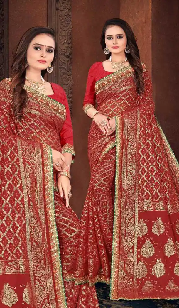 Lovely Multi Color Marble Georgette Bandhani Casual Wear Saree - 2451139265