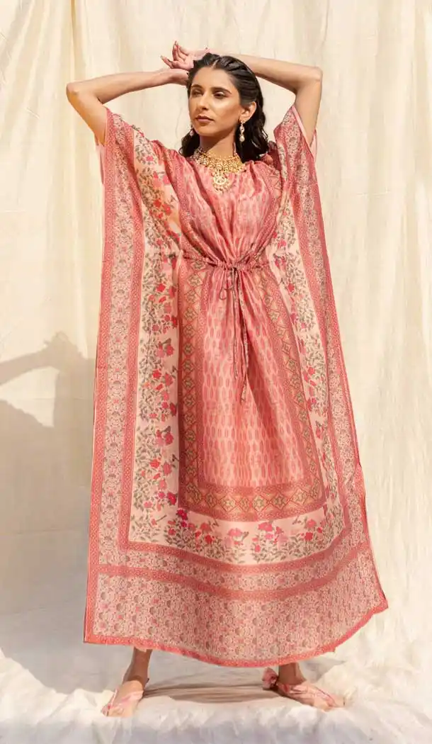 Attractive Multi Color Soft Silk Fancy Digital Printed Casual Wear Kaftan - 2448139210