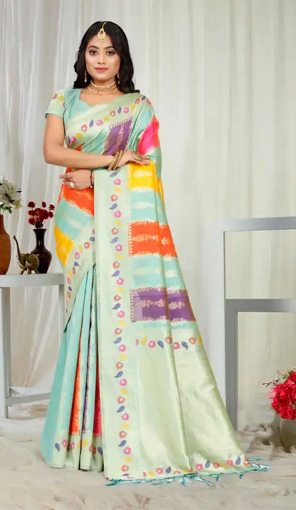 Amazing Multi Color Art Silk Casual Party Wear Saree - 2472139430