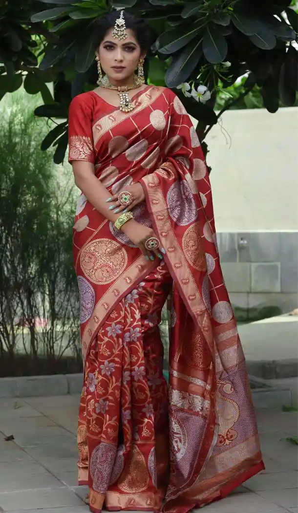 Maroon Color Jacquard Silk Casual Office Party Wear Saree - 2491139586