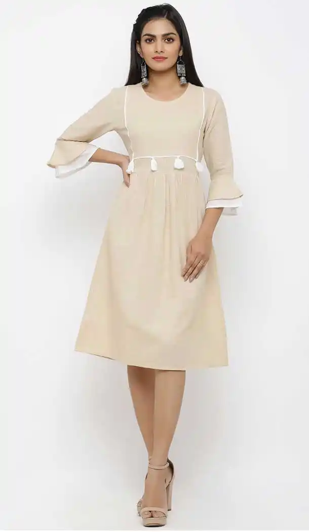 Alluring Biege Color Khadi Casual Wear Readymade Kurti - 2488139549