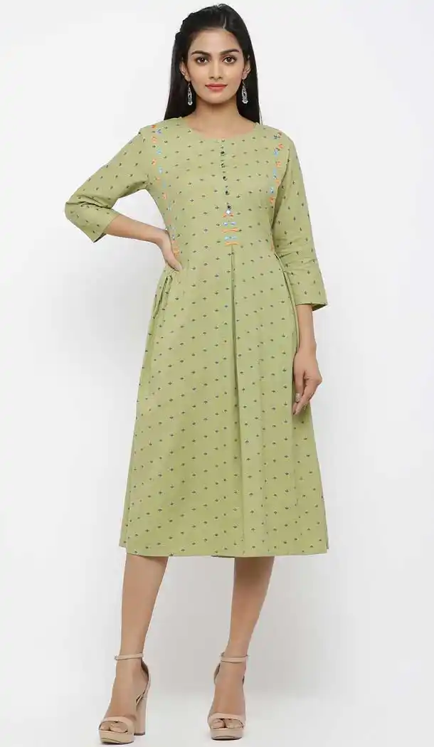Lovely Green Color Khadi Casual Wear Readymade Kurti - 2488139551