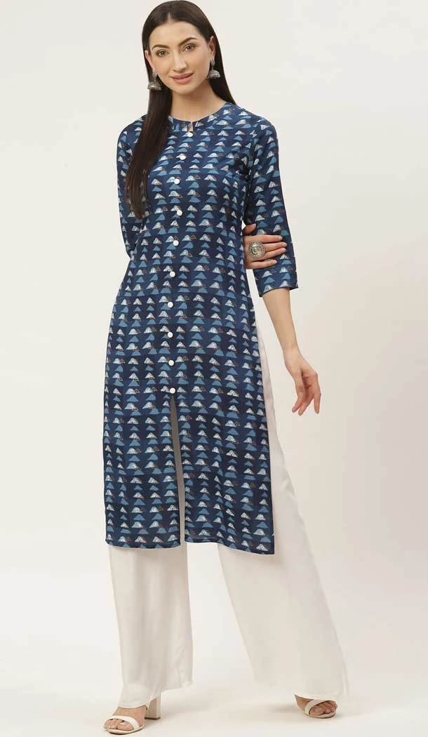 Lovely Blue Color Viscose Rayon Casual Wear Readymade Kurti - 2488139564