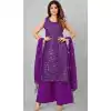 Violet Color Georgette Plus Size Casual Wear Sharara Suit -2489139578