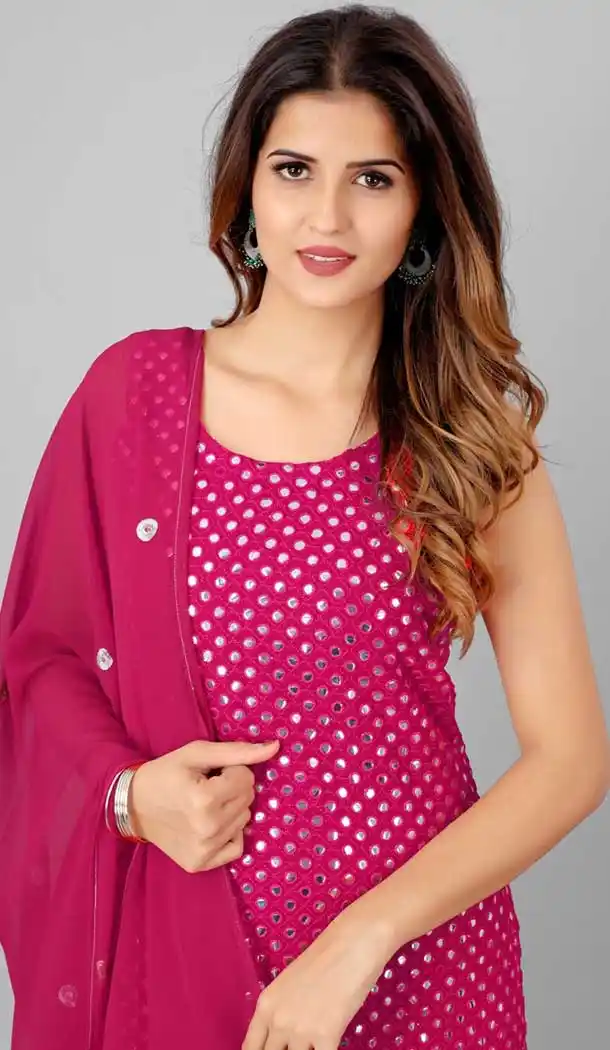 Pink Color Georgette Plus Size Casual Wear Sharara Suit - 2489139579