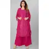 Pink Color Georgette Plus Size Casual Wear Sharara Suit - 2489139579