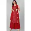 Red Color Georgette Plus Size Casual Wear Sharara Suit - 2489139580