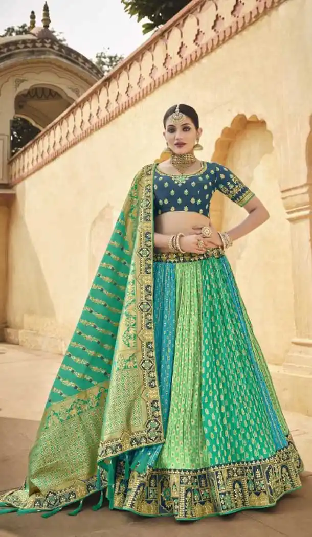 Adorable Multi Color Silk Designer Wedding Wear Lehenga Choli - 2493139594