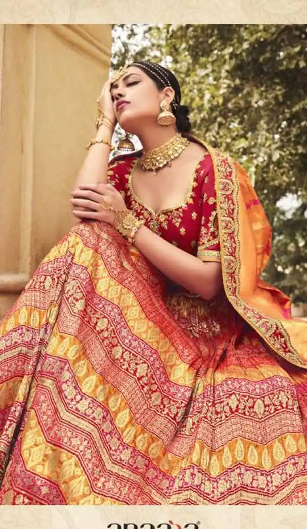 Brilliant Multi Color Silk Designer Wedding Wear Lehenga Choli - 2493139596