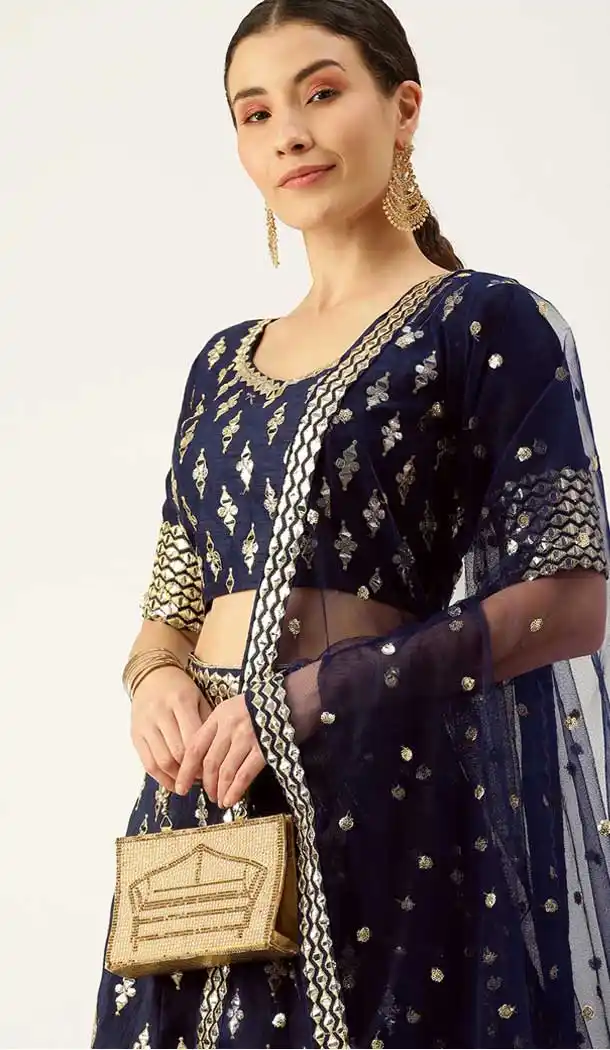 Deep Blue Color Art silk Designer Party Wear Lehenga Choli - 2501139735