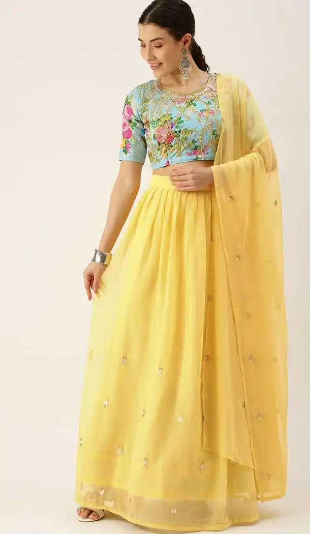 Brilliant Multi Color Poly Georgette  Designer Party Wear Lehenga Choli - 2501139740