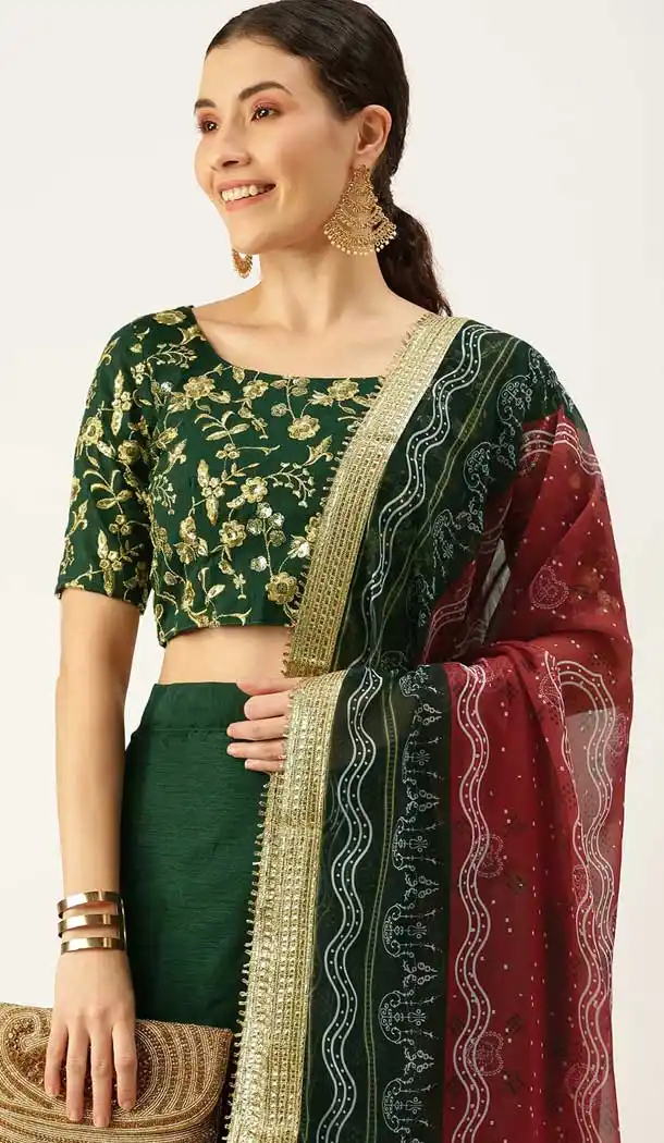 Green Color Art silk  Casual Wear Lehenga Choli - 2501139744