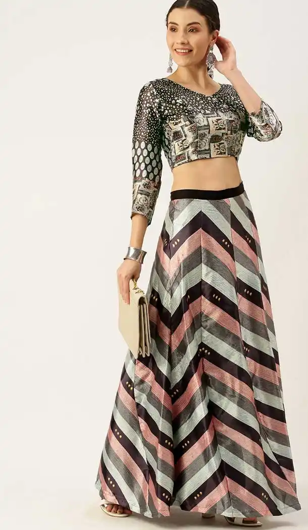 Bright Multi Color Poly Georgette  Designer Party Wear Lehenga Choli - 2501139751