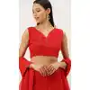 Crimson Red Color Net Designer Party Wear Lehenga Choli - 2504139767