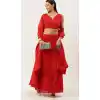 Crimson Red Color Net Designer Party Wear Lehenga Choli - 2504139767