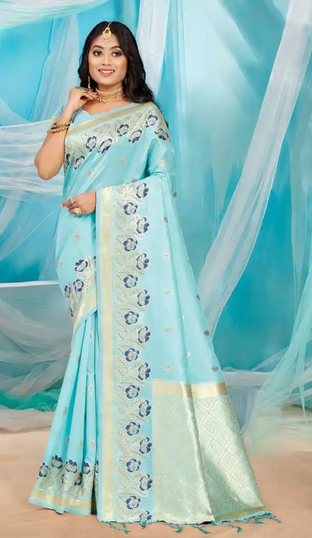 Blue Color Art Silk Traditional Casual Wear Saree Blouse - 2513139872