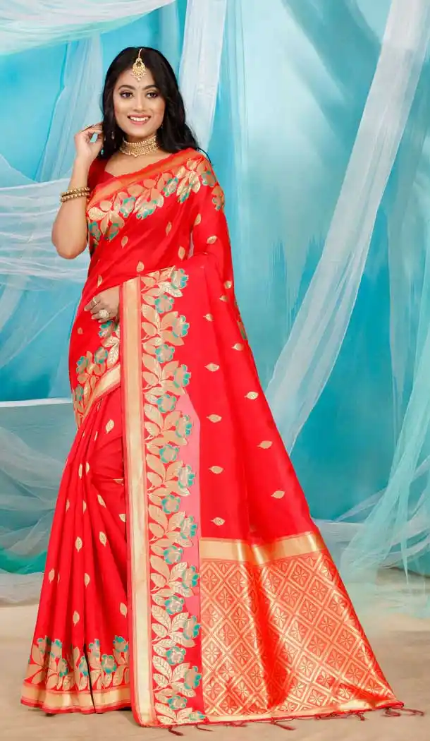 Red Color Art Silk Traditional Casual Wear Saree Blouse - 2513139875