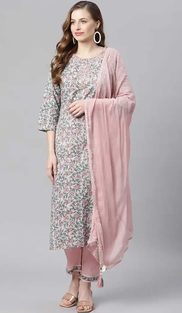Baby Blue Color Cotton Plus Size Designer Evening Wear Salwar Suit - 2516139895
