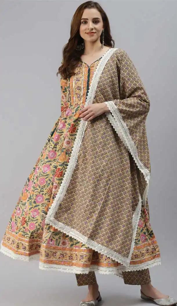 Multi Color Cotton Plus Size Designer Evening Wear Salwar Suit - 2516139898