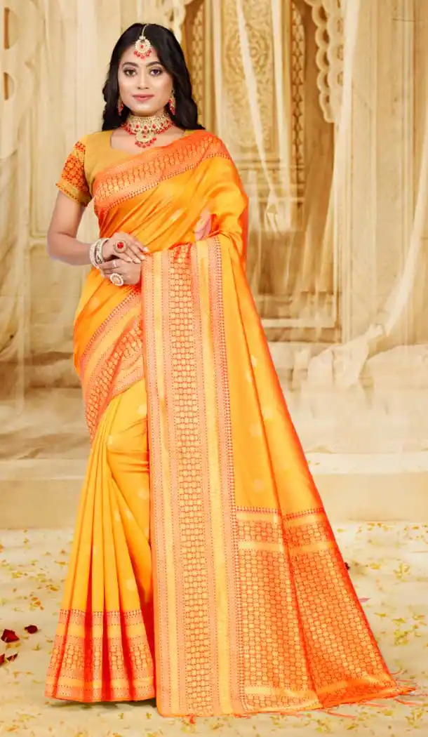 Mustard Color Art Silk Traditional Casual Wear Saree Blouse - 2525139949
