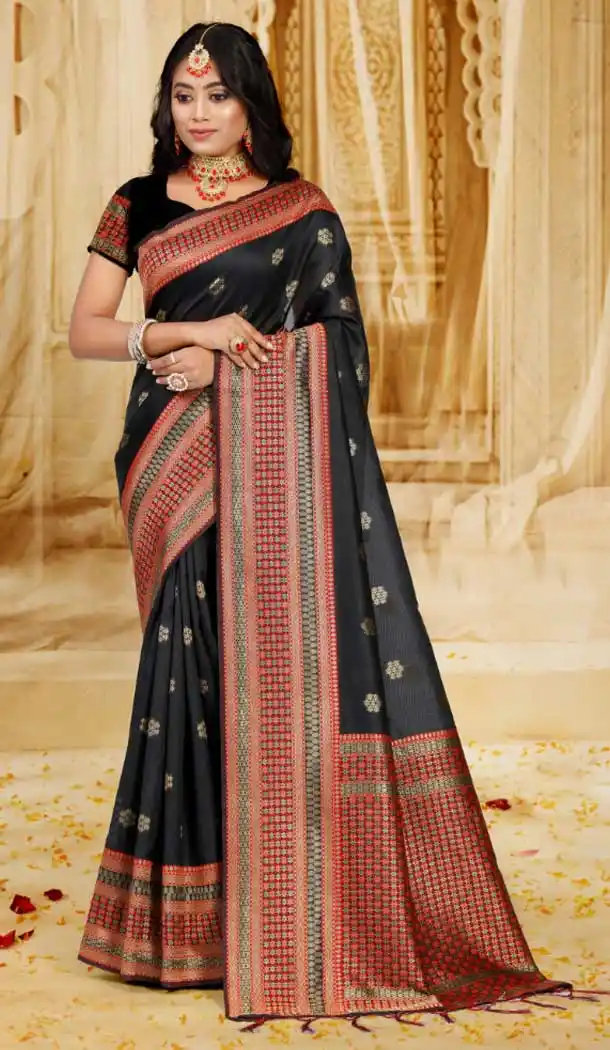 Black Color Art Silk Traditional Casual Wear Saree Blouse - 2525139950