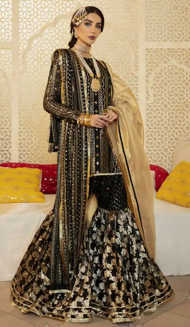 Black Color Fox Georgette Designer Pakistani Style Suit - 2531139983