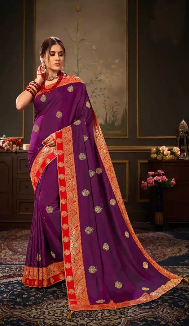 Purple Color Sana Silk Traditional Party Wear Saree - 2539140065