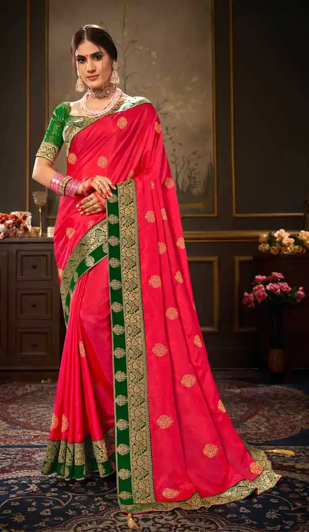 Pink Color Sana Silk Traditional Party Wear Saree - 2539140066