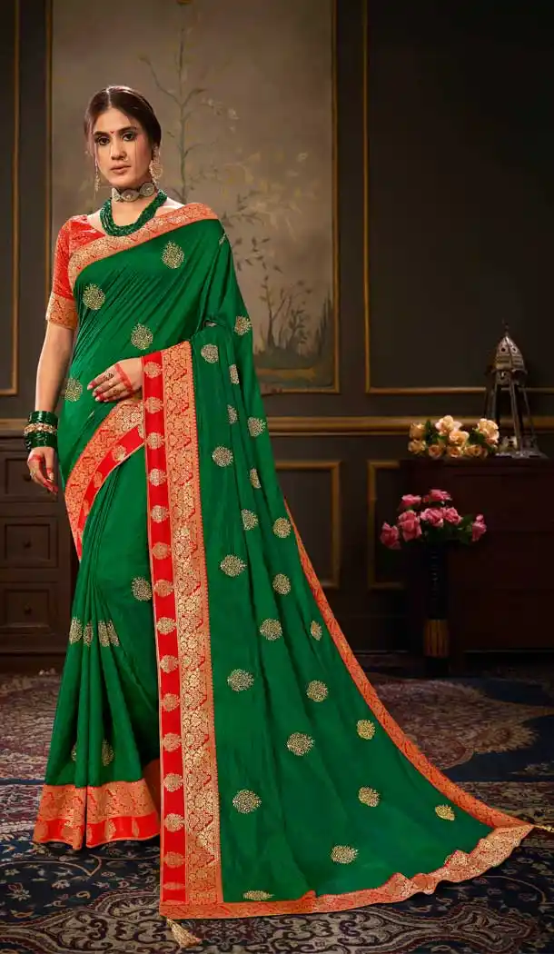 Dark Green Color Sana Silk Traditional Party Wear Saree - 2539140069