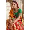 Pretty Red Orange Color Banarasi Silk Bridal Wedding Wear Lehenga Choli - 2548140115