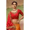 Breathtaking Orange Pink Color Banarasi Silk Bridal Wedding Wear Lehenga Choli - 2548140120