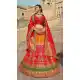Breathtaking Orange Pink Color Banarasi Silk Bridal Wedding Wear Lehenga Choli - 2548140120