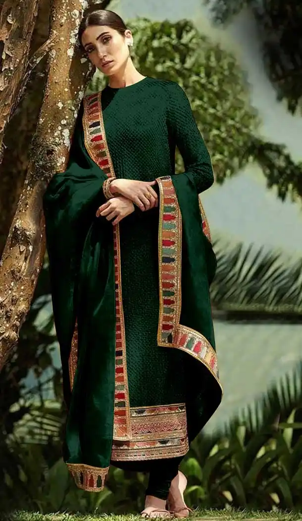 Dark Green Color Fox Georgette Designer Evening Wear Salwar suit - 2551140137