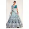 Shaded Firozi Color Heavy Shaded Butterfly Net Bridal Wedding Lehenga Choli - 2617140746