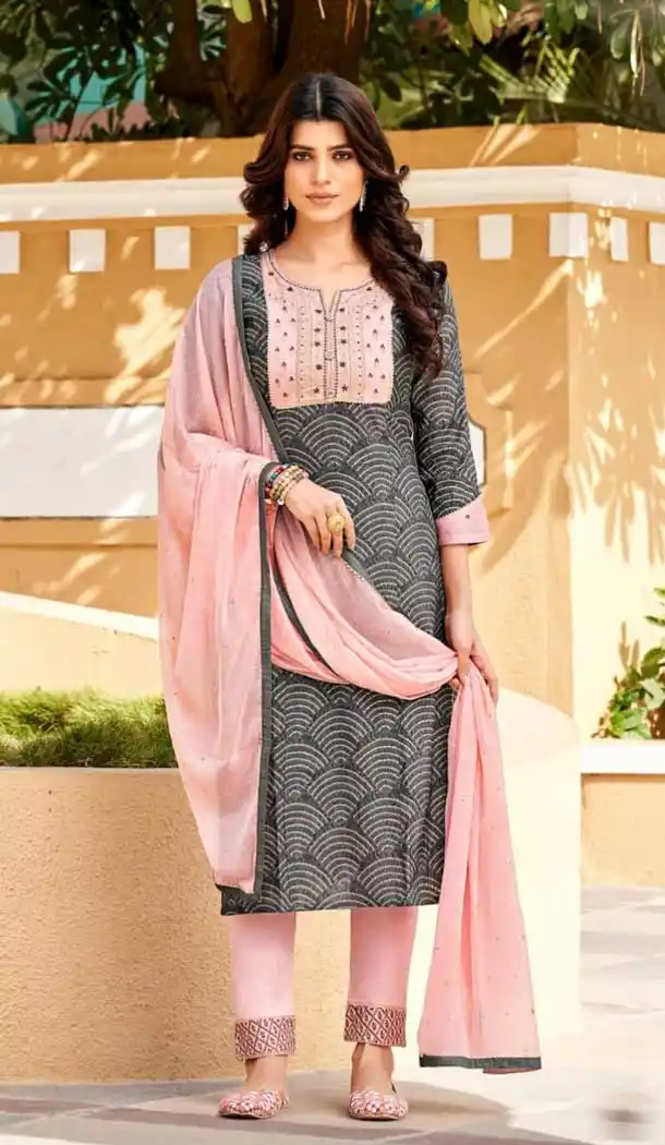 Gray Color Trendy Premium Modal Silk Designer Evening Wear Salwar Suit - 2586140413