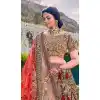 Brass Brown Color Velvet Designer Bridal Wedding Wear Lehenga Choli - 2621140777