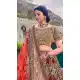 Brass Brown Color Velvet Designer Bridal Wedding Wear Lehenga Choli - 2621140777