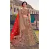 Brass Brown Color Velvet Designer Bridal Wedding Wear Lehenga Choli - 2621140777