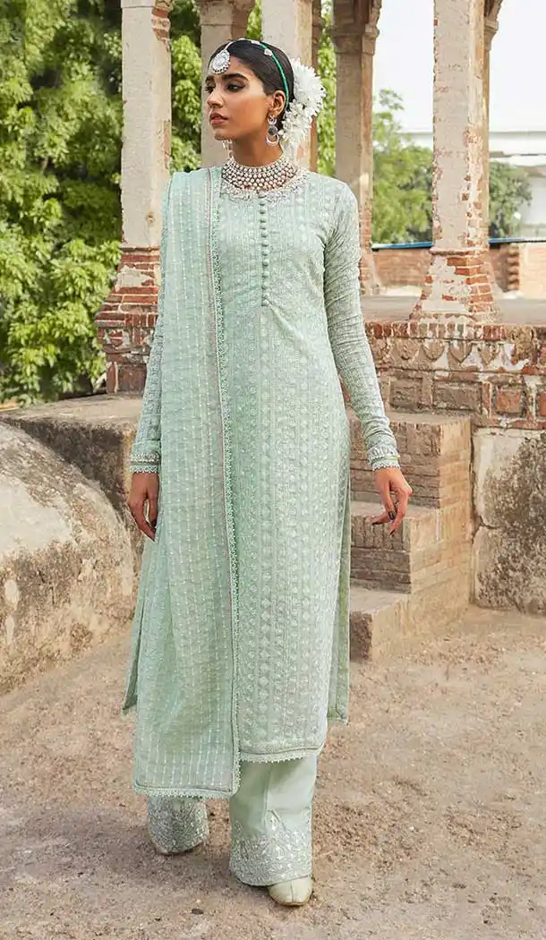 Pista Color Fox Georgette Pakistani Style Eid Party Wear Salwar Suit -2648140986