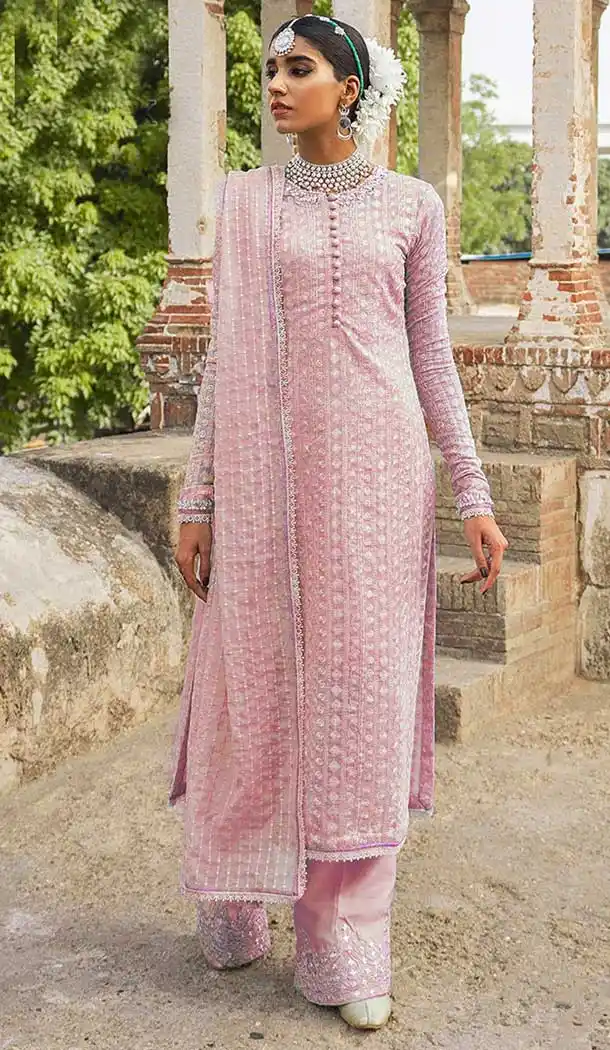 Light Pink Color Fox Georgette Pakistani Style Eid Party Wear Salwar Suit -2648140987