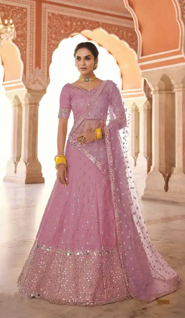 Heliotrope Purple Color Art Silk Designer Bridal Wedding Wear Lehenga Choli -2695141290