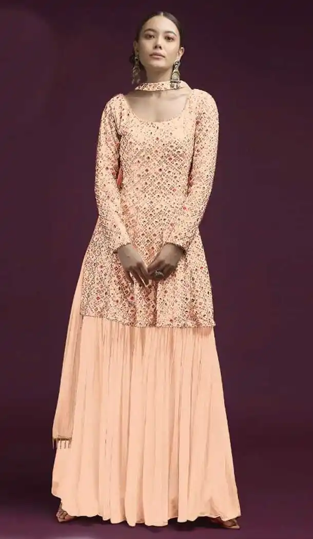 Peach Color Fox Georgette Designer Pakistani Salwar Suit - 2706141362