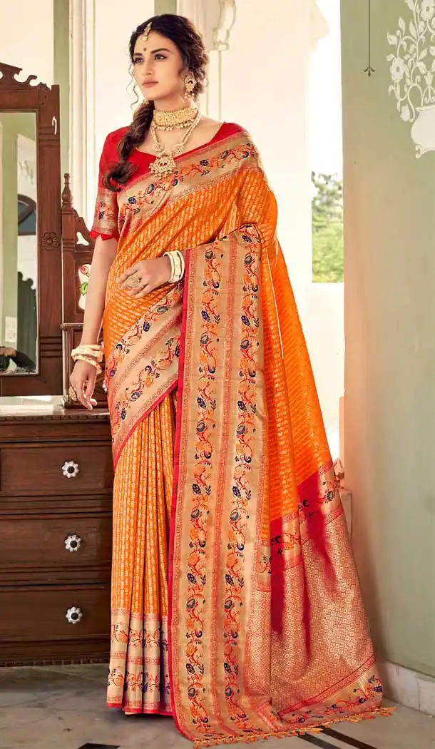 Mustard Color Pure Silk Designer Traditional Party Wear Saree - 2717141439